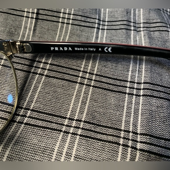 Prada Matte Black and Silver Eyeglass Frames PR 63TV size 52-19 - Picture 8 of 13